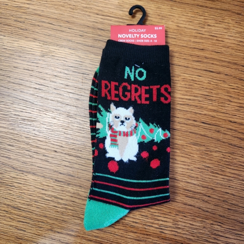 🟣NWT Christmas Cat Funny Holiday Socks Women